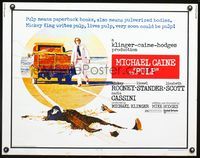3h586 PULP half-sheet movie poster '72 Michael Caine, wild murder artwork of girl run over by truck!