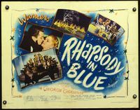 3h595 RHAPSODY IN BLUE half-sheet poster '45 Robert Alda as George Gershwin, Al Jolson pictured!