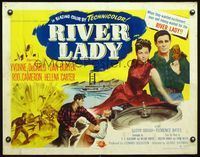 3h596 RIVER LADY style B half-sheet poster '48 sexy riverboat girl Yvonne De Carlo, Dan Duryea!