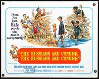 3h598 RUSSIANS ARE COMING 1/2sheet '66 Carl Reiner, great Jack Davis art of Russians vs Americans!