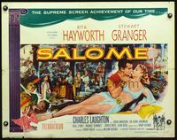 3h600 SALOME half-sheet '53 artwork of sexy reclining Rita Hayworth romanced by Stewart Granger!