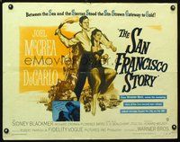 3h601 SAN FRANCISCO STORY half-sheet movie poster '52 art of Joel McCrea & sexy Yvonne De Carlo!