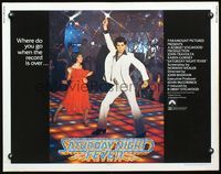 3h603 SATURDAY NIGHT FEVER half-sheet movie poster '77 best image of disco dancer John Travolta!