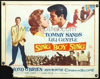 3h611 SING BOY SING half-sheet '58 romantic close up of Tommy Sands & Lili Gentle, rock & roll!