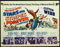3h620 STARS & STRIPES FOREVER 1/2sheet '53 Clifton Webb as band leader & composer John Philip Sousa!