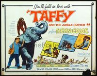 3h632 TAFFY & THE JUNGLE HUNTER 1/2sheet '65 Jacques Bergerac, great art of boy with baby elephant!