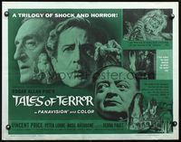 3h634 TALES OF TERROR half-sheet poster '62 Peter Lorre, Vincent Price, Basil Rathbone, Debra Paget