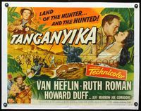 3h636 TANGANYIKA half-sheet poster '54 Van Heflin, Ruth Roman, hunting and being hunted in Africa!