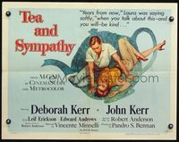3h637 TEA & SYMPATHY A 1/2sheet '56 great art of Deborah Kerr & John Kerr by Gale, classic tagline!