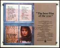 3h639 TESS half-sheet movie poster '81 Roman Polanski, Nastassja Kinski close up