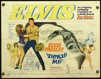 3h646 TICKLE ME 1/2sheet '65 great c/u image of Elvis Presley + full-length with sexy Julie Adams!