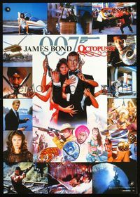 3h209 OCTOPUSSY Japanese movie poster '83 cool different photo montage of Roger Moore as James Bond!