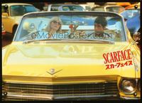 3h246 SCARFACE Japanese poster '83 great different image of Pacino & Pfeiffer in yellow Cadillac!