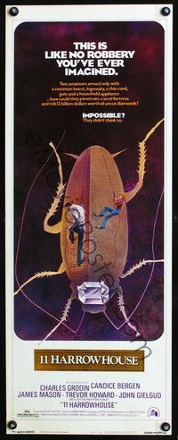 3j302 11 HARROWHOUSE insert '73 Charles Grodin, Candice Bergen, wild FMA art of cockroach building!