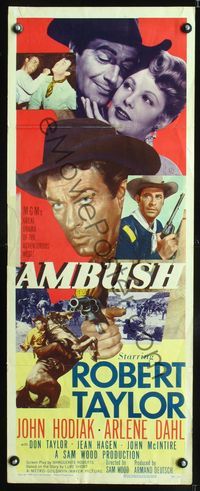 3j319 AMBUSH insert movie poster '50 Robert Taylor, Arlene Dahl, John Hodiak, cowboys & Indians!