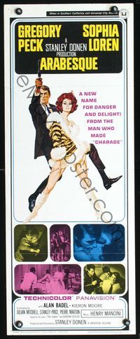 3j329 ARABESQUE insert '66 Gregory Peck, sexy Sophia Loren, ultra mod, ultra mad, ultra mystery!