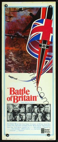 3j336 BATTLE OF BRITAIN insert movie poster '69 all-star cast in classic World War II battle!
