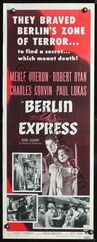 3j346 BERLIN EXPRESS insert poster R55 Merle Oberon & Robert Ryan braved Berlin's zone of terror!