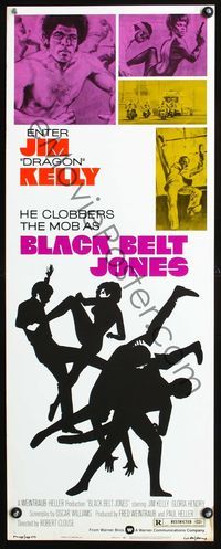 3j351 BLACK BELT JONES insert '74 Jim Kelly, Scatman Crothers, cool martial arts silhouette art!
