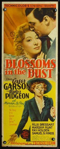3j356 BLOSSOMS IN THE DUST insert poster '41 romantic close-up of Greer Garson & Walter Pidgeon!
