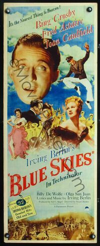 3j357 BLUE SKIES insert poster '46 artwork of dancing Fred Astaire, Bing Crosby, Irving Berlin!