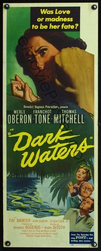 3j403 DARK WATERS insert movie poster '44 was love or madness to be Merle Oberon's fate?