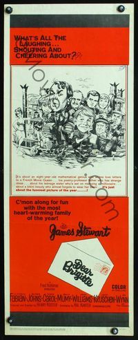 3j407 DEAR BRIGITTE insert poster '65 Jimmy Stewart, Fabian, Brigitte Bardot, art by Jack Davis!