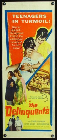 3j410 DELINQUENTS insert movie poster '57 Robert Altman, Tom Laughlin, teenagers in turmoil!