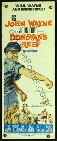 3j424 DONOVAN'S REEF insert '63 John Ford, great art of punching sailor John Wayne & Lee Marvin!