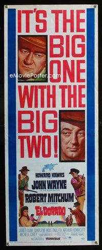 3j433 EL DORADO insert '66 John Wayne, Robert Mitchum, Howard Hawks, the big one with the big two!