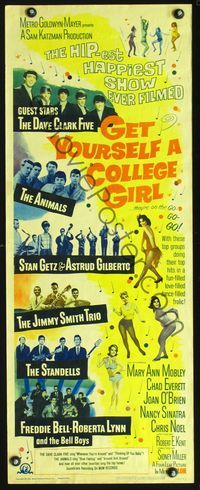 3j475 GET YOURSELF A COLLEGE GIRL insert '64hip-est happiest rock & roll show, Dave Clark 5 & more!