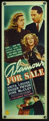 3j483 GLAMOUR FOR SALE insert '40 full-length pretty Anita Louise singing into radio microphone!