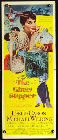 3j484 GLASS SLIPPER insert '55 great art of pretty Leslie Caron by Jon Weintraub + cool montage!