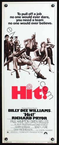 3j512 HIT insert movie poster '73 Billy Dee Williams w/giant gun, Richard Pryor, Paul Hampton!