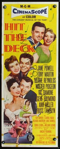 3j514 HIT THE DECK insert movie poster '55 Debbie Reynolds, Jane Powell, Tony Martin, Walter Pidgeon