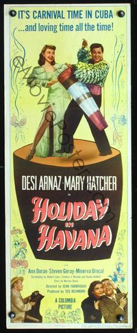 3j515 HOLIDAY IN HAVANA insert '49 great image of Latin lover Desi Arnaz & Mary Hatcher in Cuba!