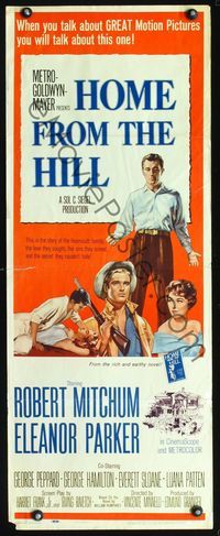 3j516 HOME FROM THE HILL insert poster '60 art of Robert Mitchum, Eleanor Parker & George Peppard!