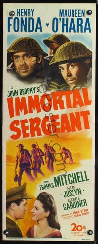 3j532 IMMORTAL SERGEANT insert movie poster '43 soldier Henry Fonda & Maureen O'Hara!