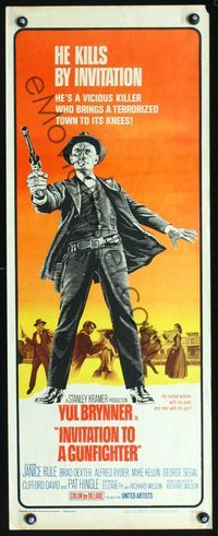 3j535 INVITATION TO A GUNFIGHTER insert '64 vicious killer Yul Brynner brings a town to its knees!
