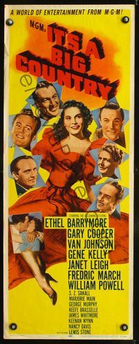3j540 IT'S A BIG COUNTRY insert poster '51 Gary Cooper, Janet Leigh, Gene Kelly & other major stars!
