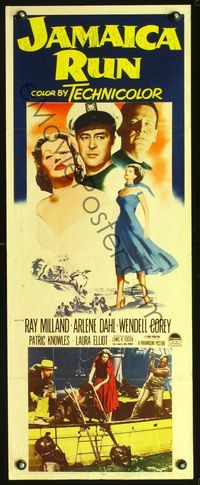 3j542 JAMAICA RUN insert movie poster '53 portrait of Ray Milland, sexy Arlene Dahl & Wendell Corey!