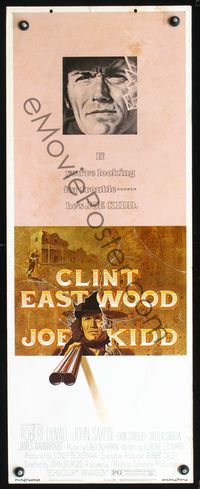 3j544 JOE KIDD insert poster '72 John Sturges, if you're looking for trouble, he's Clint Eastwood!