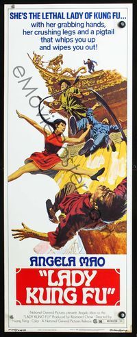 3j561 LADY KUNG FU insert movie poster '73 the Lethal Lady of Kung Fu w/her crushing legs, cool art!