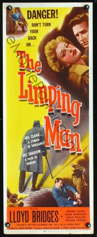 3j577 LIMPING MAN insert movie poster '53 Lloyd Bridges, Moira Lister, don't turn your back!