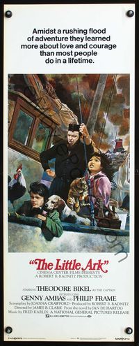 3j579 LITTLE ARK insert poster '72 cool artwork of Theodore Bikel & family on ship escaping flood!