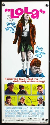 3j583 LOLA insert movie poster '71 sexy Susan George & almost 40 Charles Bronson!