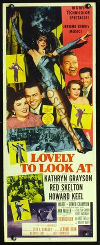 3j595 LOVELY TO LOOK AT insert '52 sexy full-length Kathryn Grayson, wacky Red Skelton, Howard Keel