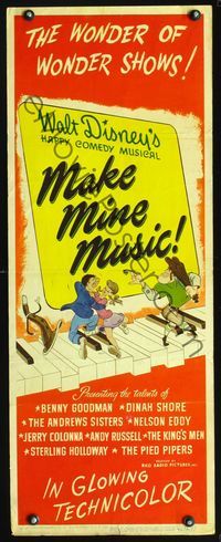 3j598 MAKE MINE MUSIC insert '46 Walt Disney full-length feature cartoon, wonderful musical art!