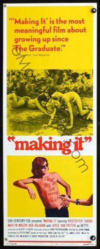3j599 MAKING IT insert movie poster '71 Kristoffer Tabori, image of sexy girl in her underwear!