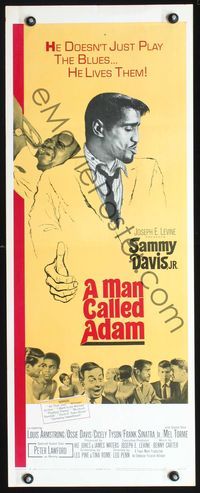 3j600 MAN CALLED ADAM insert '66 great images of Sammy Davis Jr. + Louis Armstrong playing trumpet!